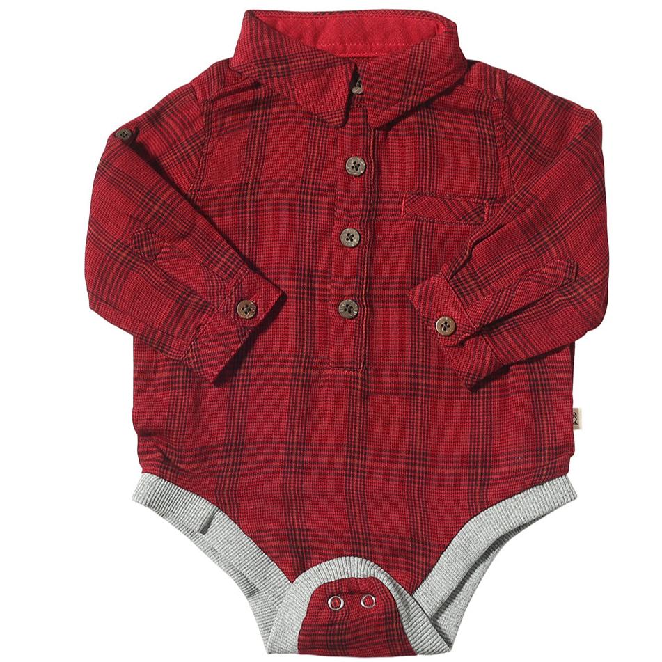 Jasper Woven Onesie - Red/Black Plaid