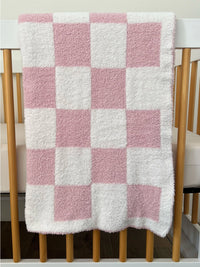 Phufy Bliss Checker Blanket- Strawberry