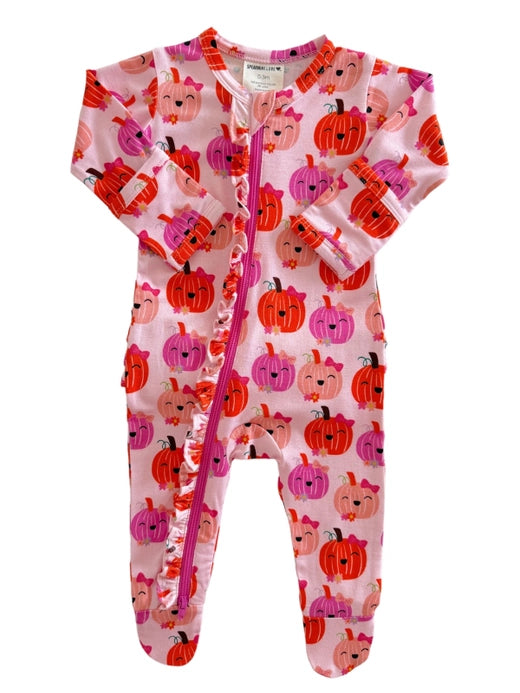 2-Way Ruffle Zip Footie - Miss Pumpkin