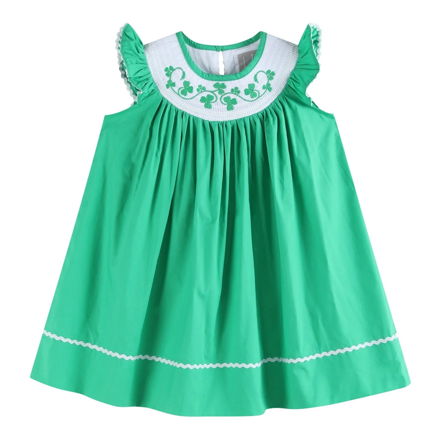 Green Shamrock Smocked Dress