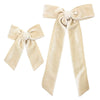 Velvet Sash - Latte Bow Clip