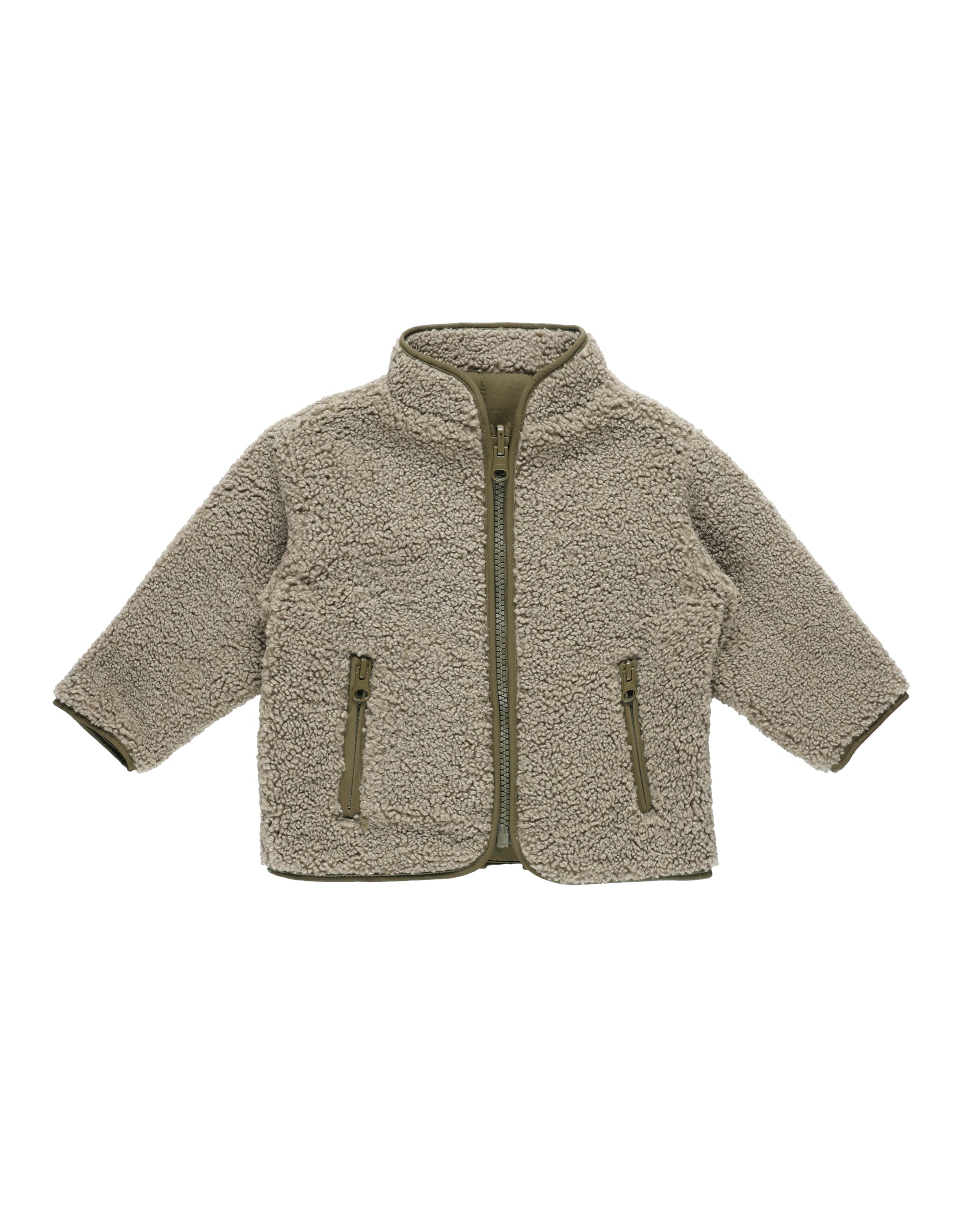 Shearling Zip Jacket || Olive