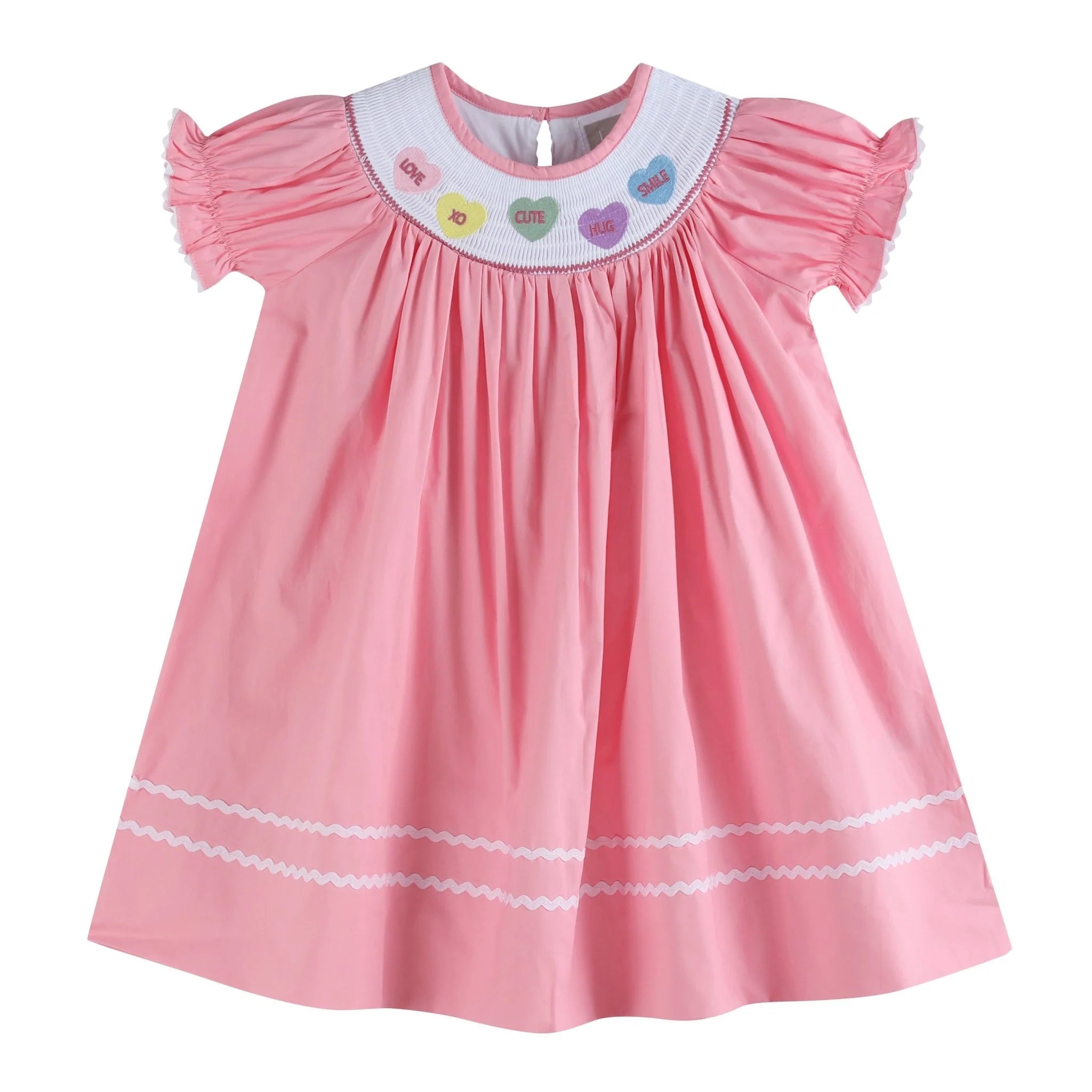 Pink Candy Heart Smocked Dress