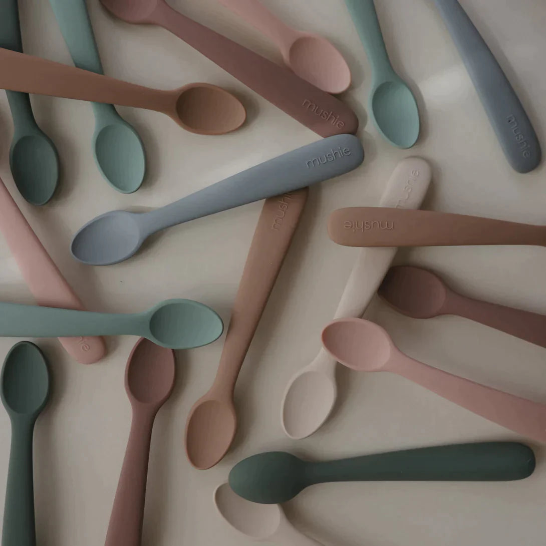 Silicone Feeding Spoons | Cambridge Blue/Shifting Sand