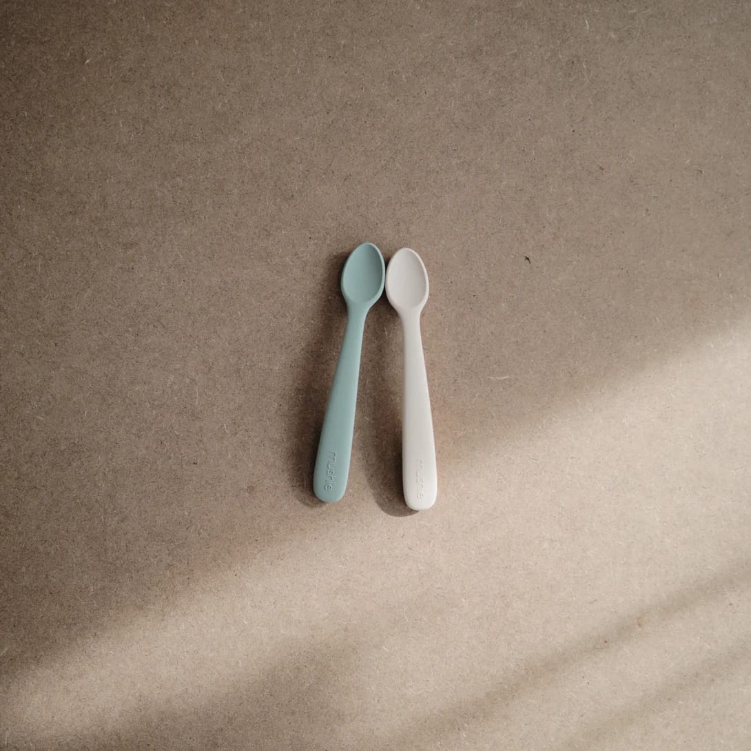 Silicone Feeding Spoons | Cambridge Blue/Shifting Sand